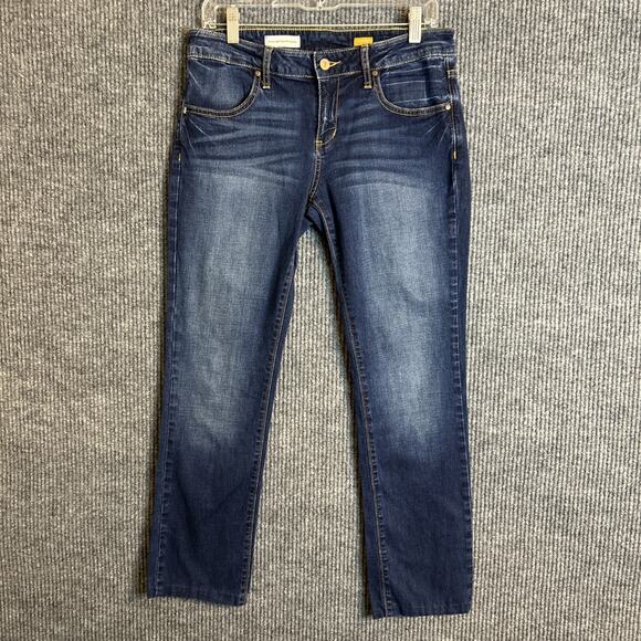 Pilcro And The Letterpress Womens Low Rise Straight Jeans Size 29 Blue Dark Wash - Picture 1 of 12